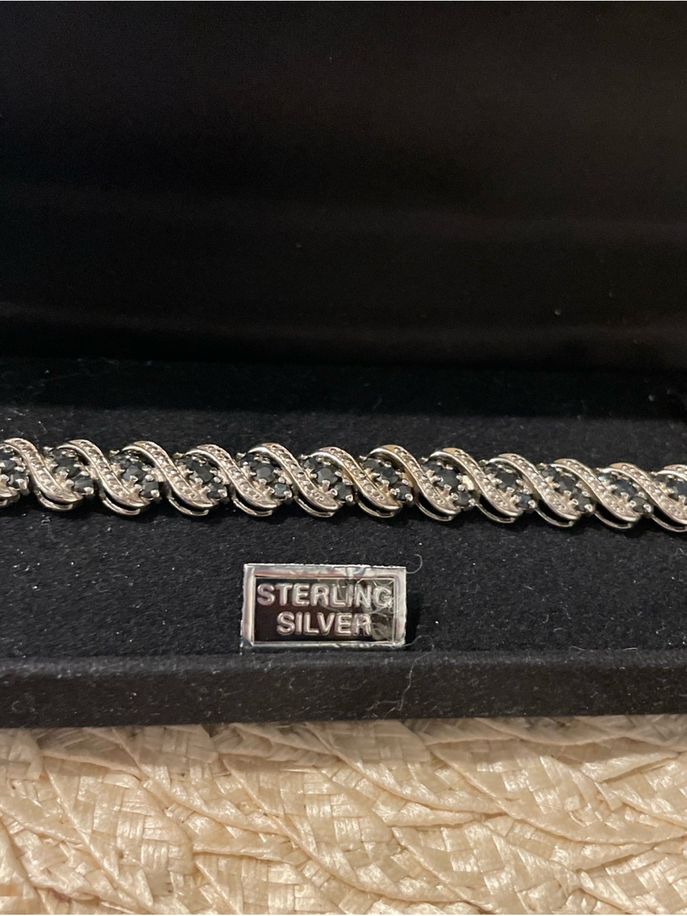 925 Sterling Silver Blue Sapphire & Diamond Tennis Bracelet 🦋 - Picture 10 of 13